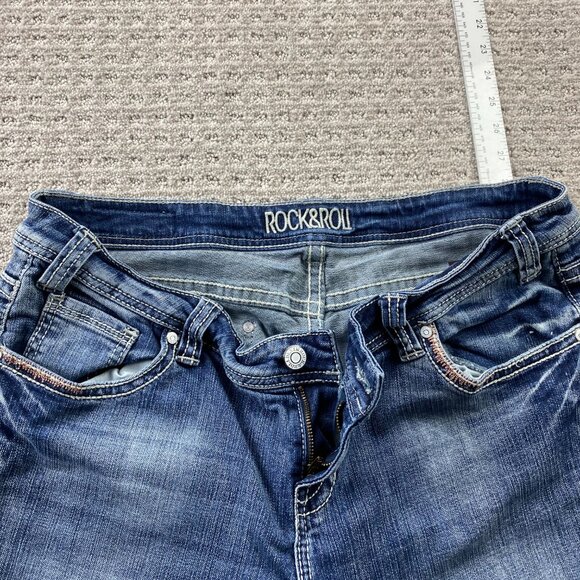 Rock & Roll Cowgirl Jeans Women Size Measured Waist 36" Blue Denim Boot Cut - Picture 2 of 14